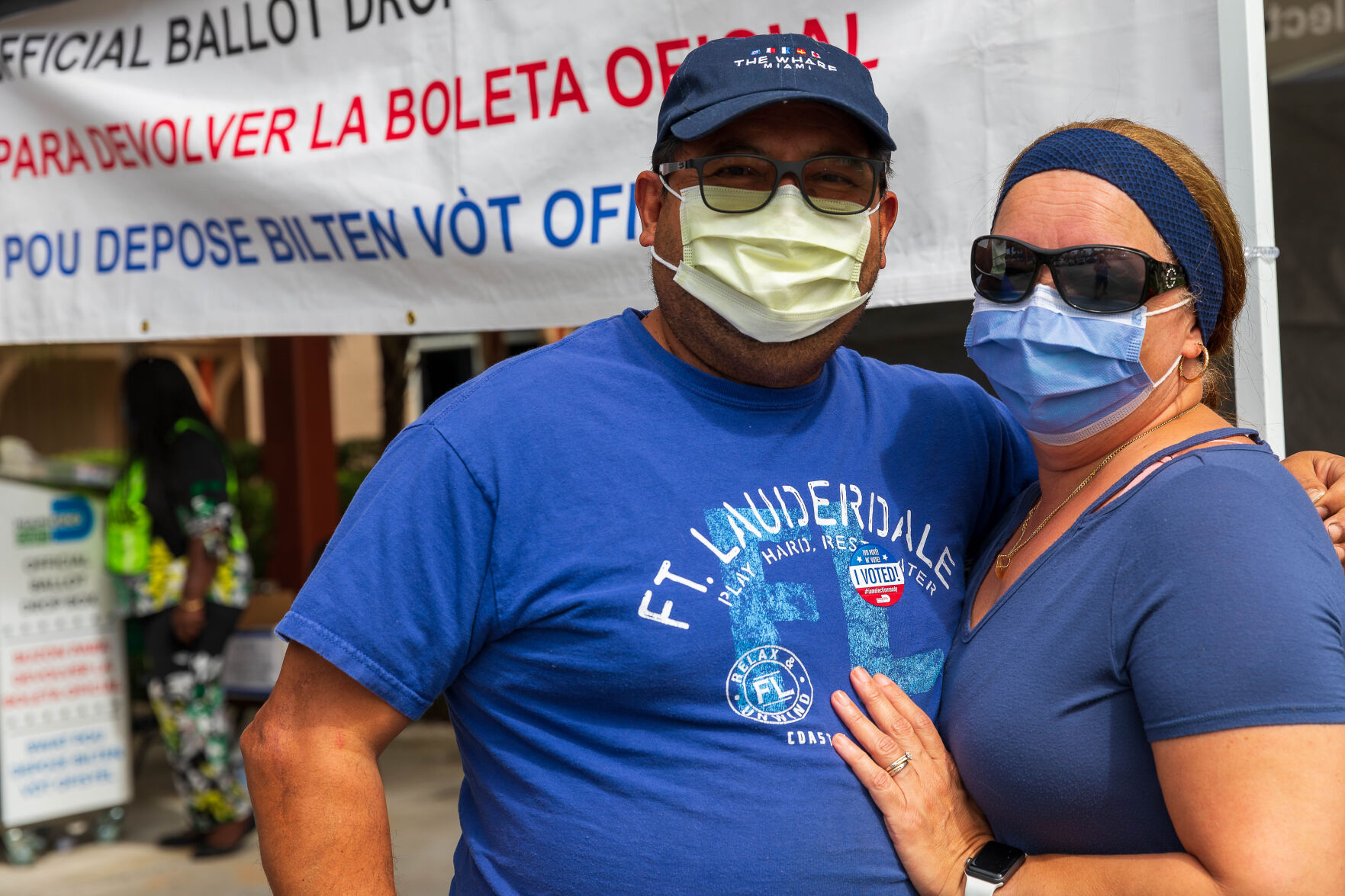 Myra and Nixon Reys dropped off their absentee ballots in Homestead on Monday afternoon.
